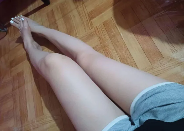 Tongue out and clean my perfect white toes