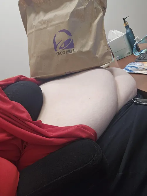 I eat this, you eat me under the desk??