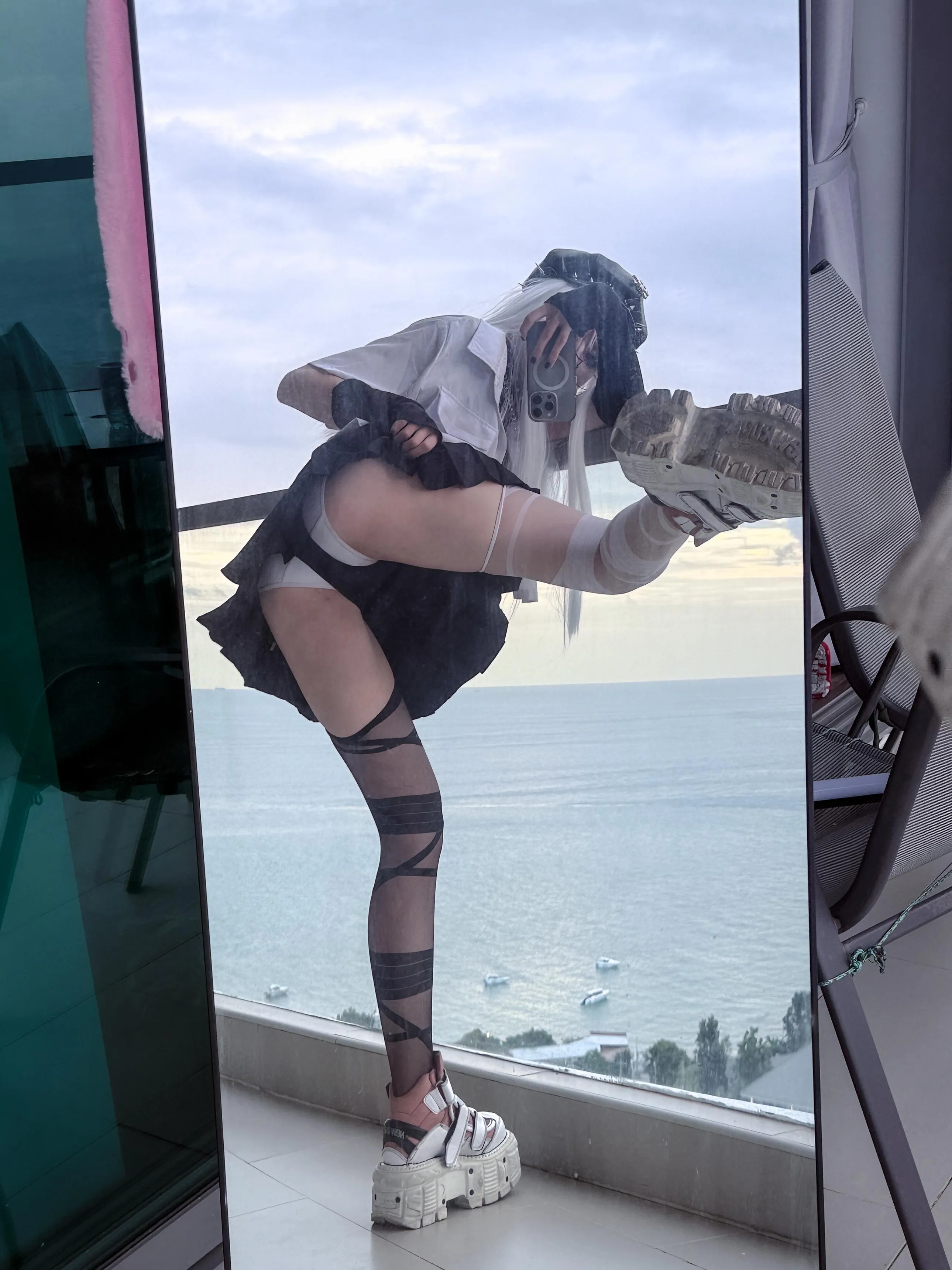 I'm not shy about moving my legs in such a short skirt