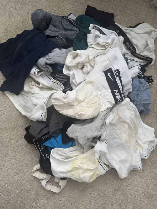 My used underwear collection over the years. Never washed. Worn and jizzed in from hot dudes.