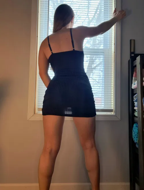 New dress criteria met: skin tight, short, translucent in light, super cute :)