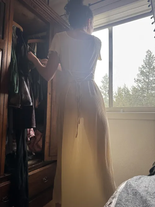 She likes to get ready in front of the window