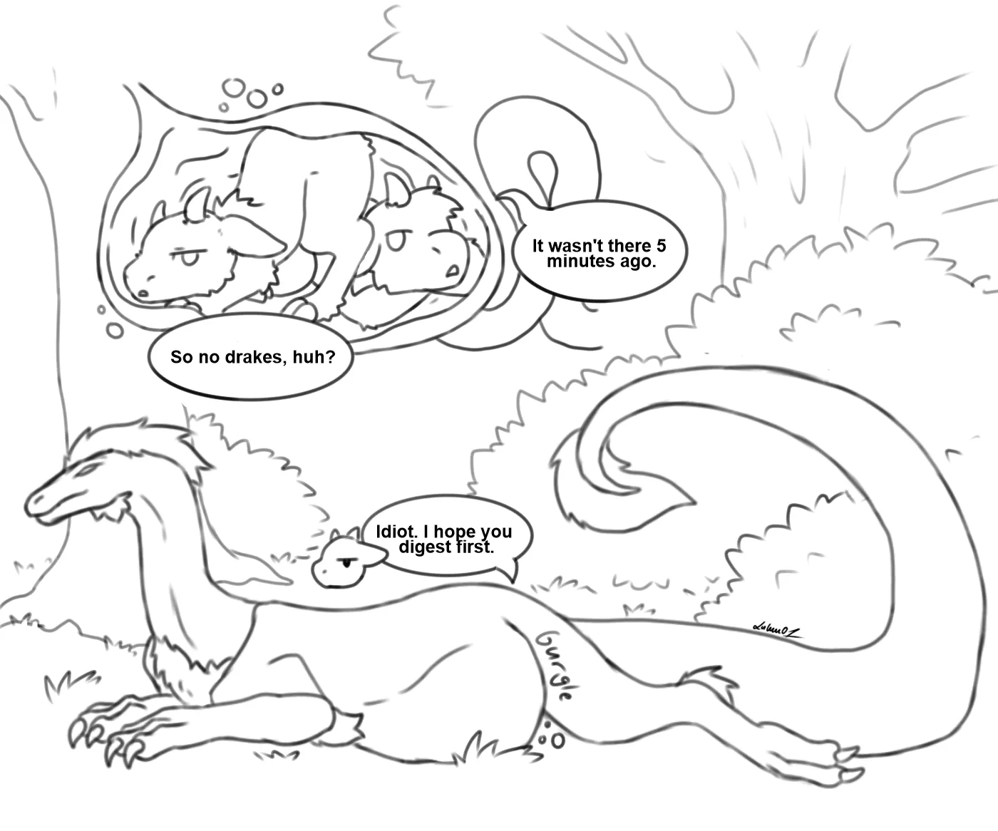 {image} Don't always listen to your friend (art by me) (oral vore)