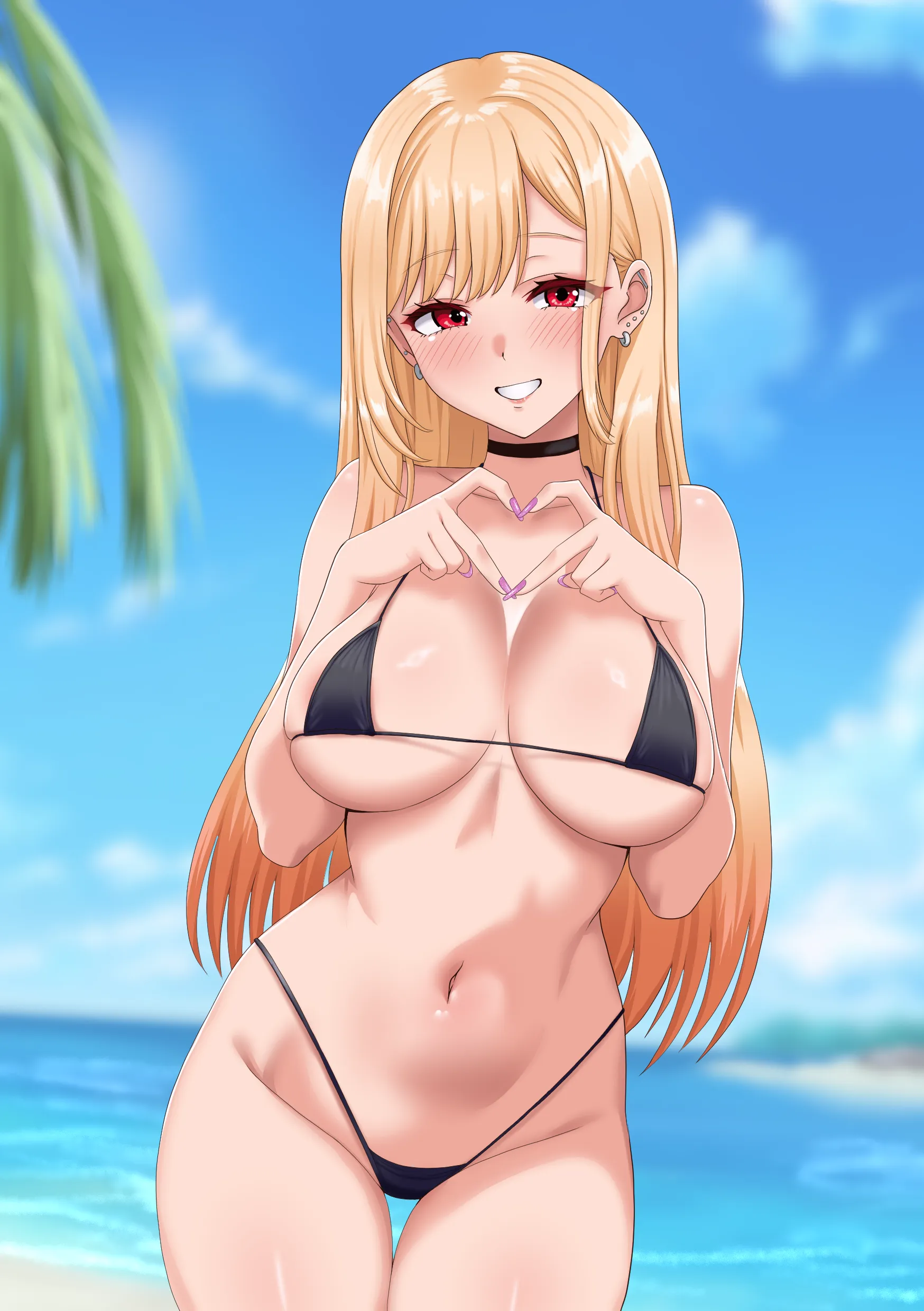 Marin barely fitting in her bikini