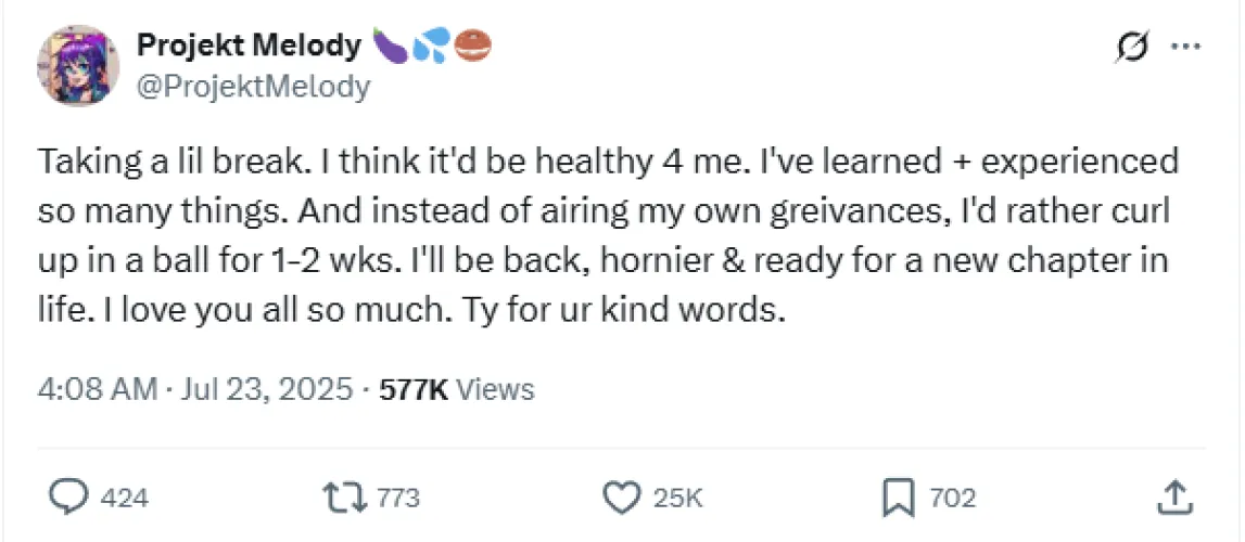 💜Melly taking a break. She be back hornier & ready for plenty of Lewd wholesome chapters🥞