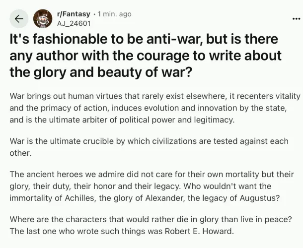 new microtrend! war is hot and good, actually