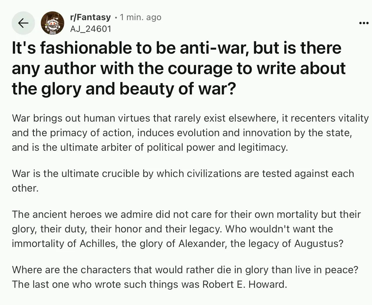 new microtrend! war is hot and good, actually