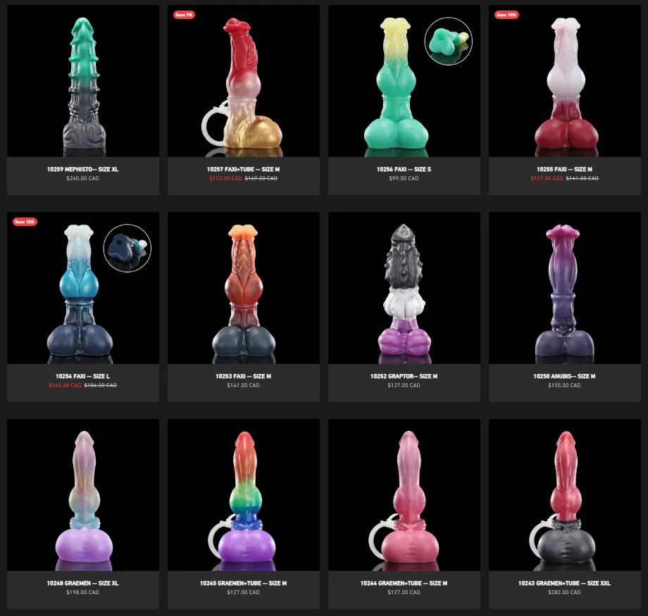 This drop brings knot dildos in unique, one-of-a-kind colors—only one of each.