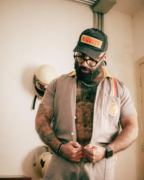 Night shift calls for beard and gasoline.