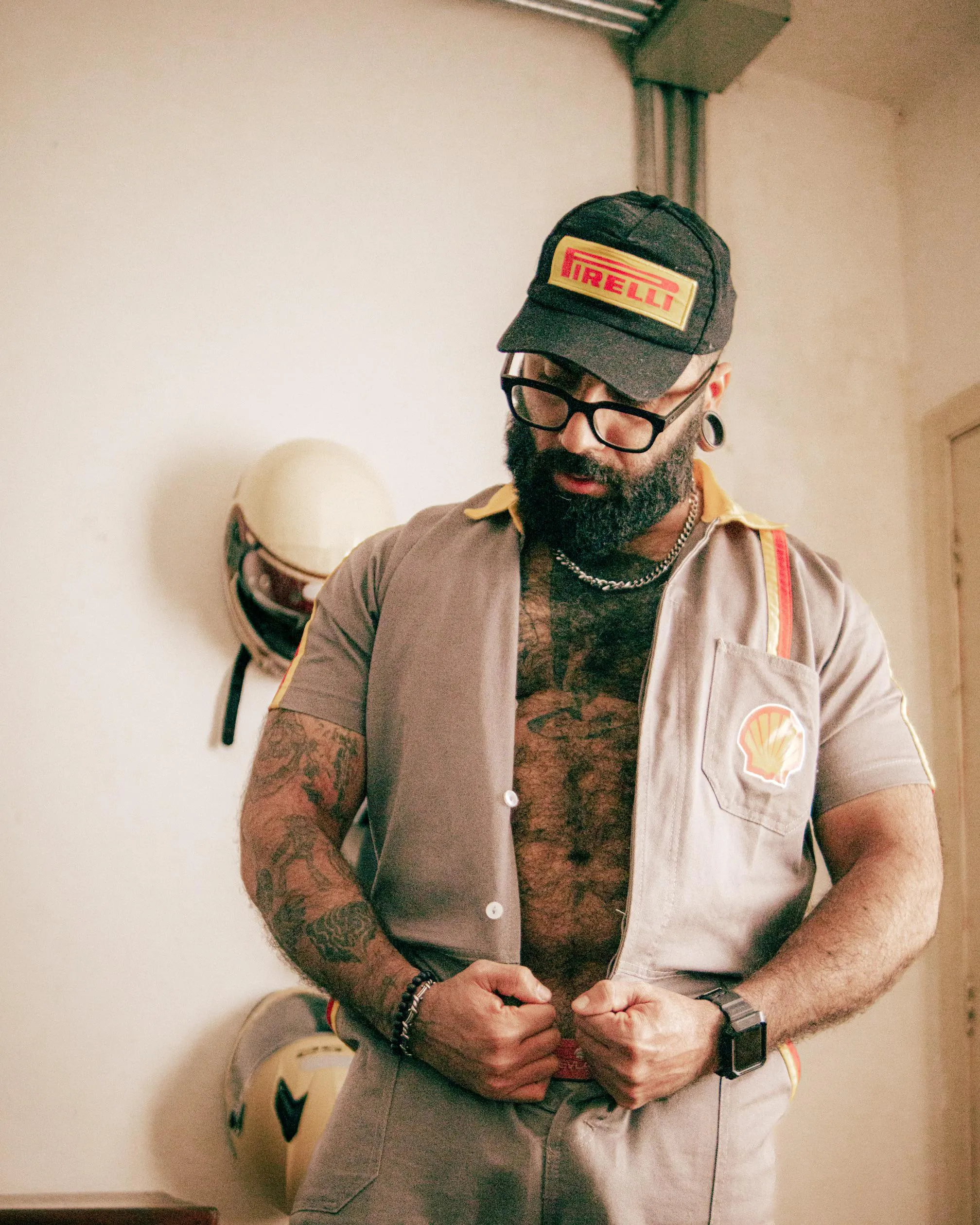 Night shift calls for beard and gasoline.