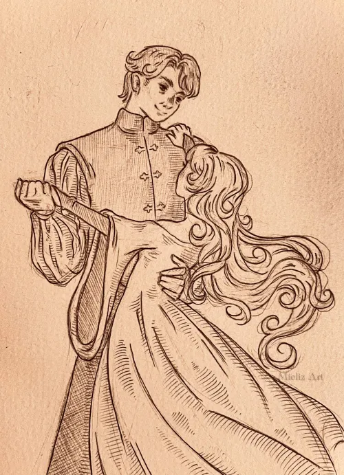 Amélie and Avery sketch (ft Amélie with long hair)