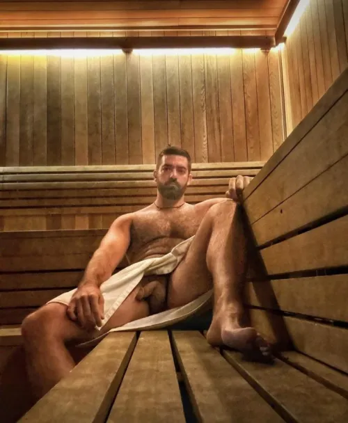 Ever have a guy in the sauna look over at you like this?
