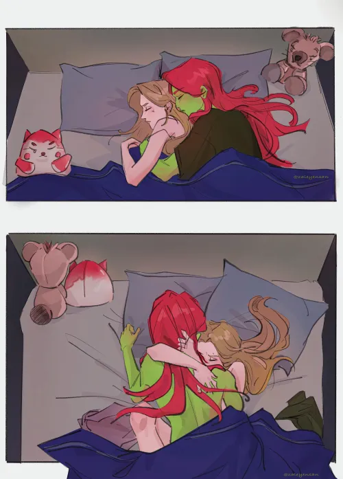 Learn something from the plushies 🫡💜❤️ [ Harley Quinn and poison ivy ] drawn by me