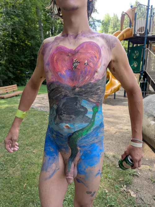 My first time, body painting another person
