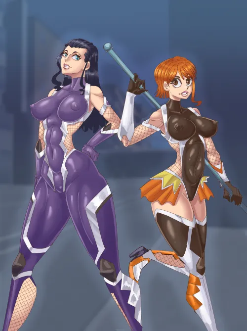 Nami and Robin in Taimanin suits (by me)