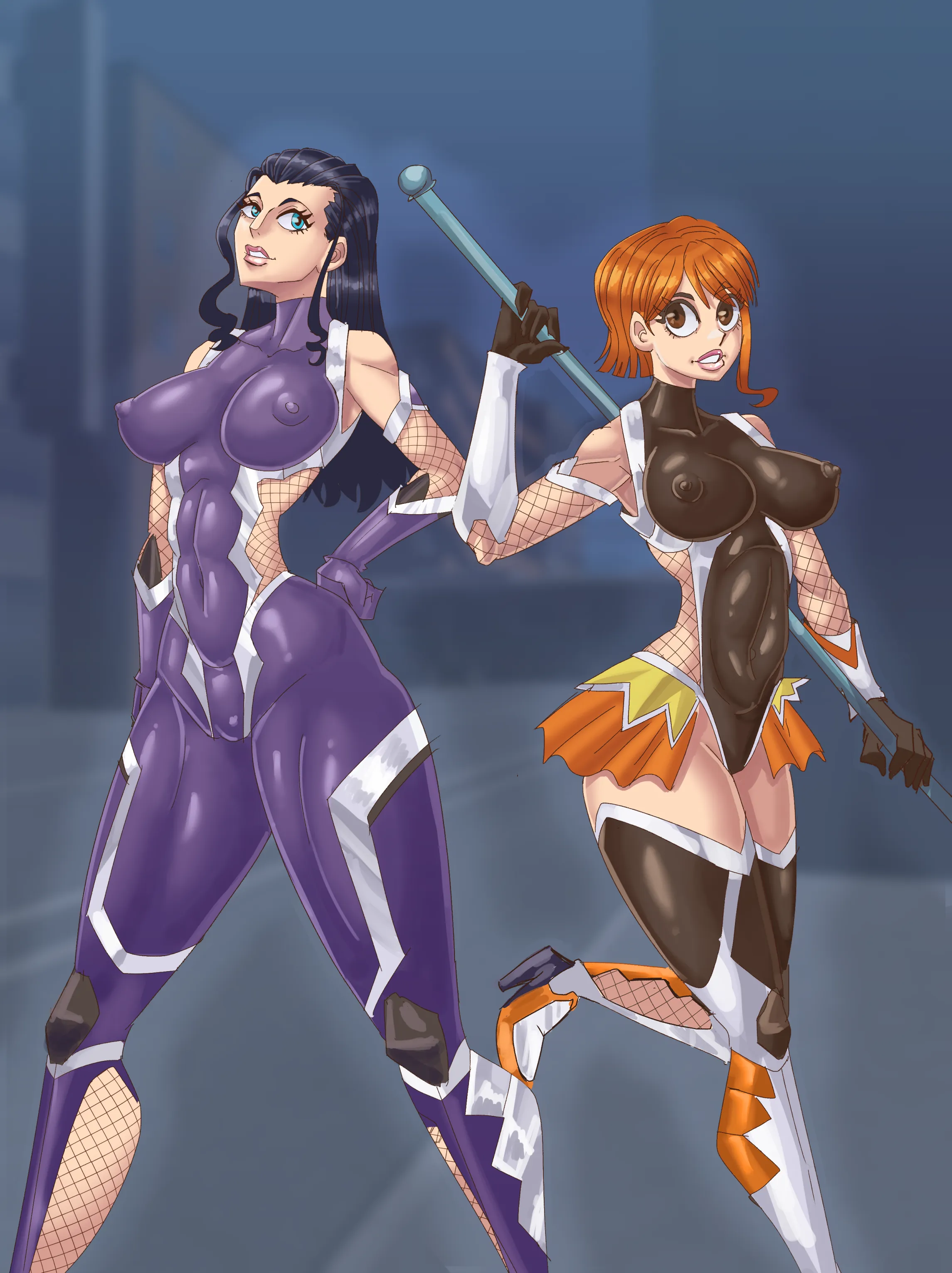 Nami and Robin in Taimanin suits (by me)