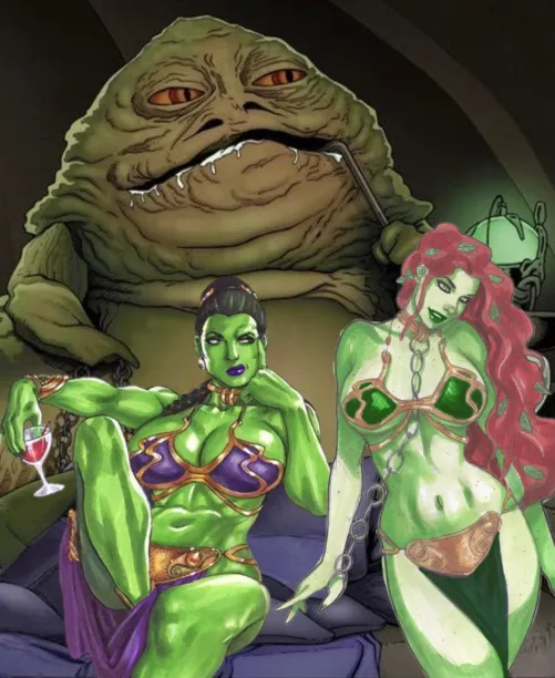 She-Hulk & Poison Ivy as Jabba’s Slave Girls (Art by Frank Cho)