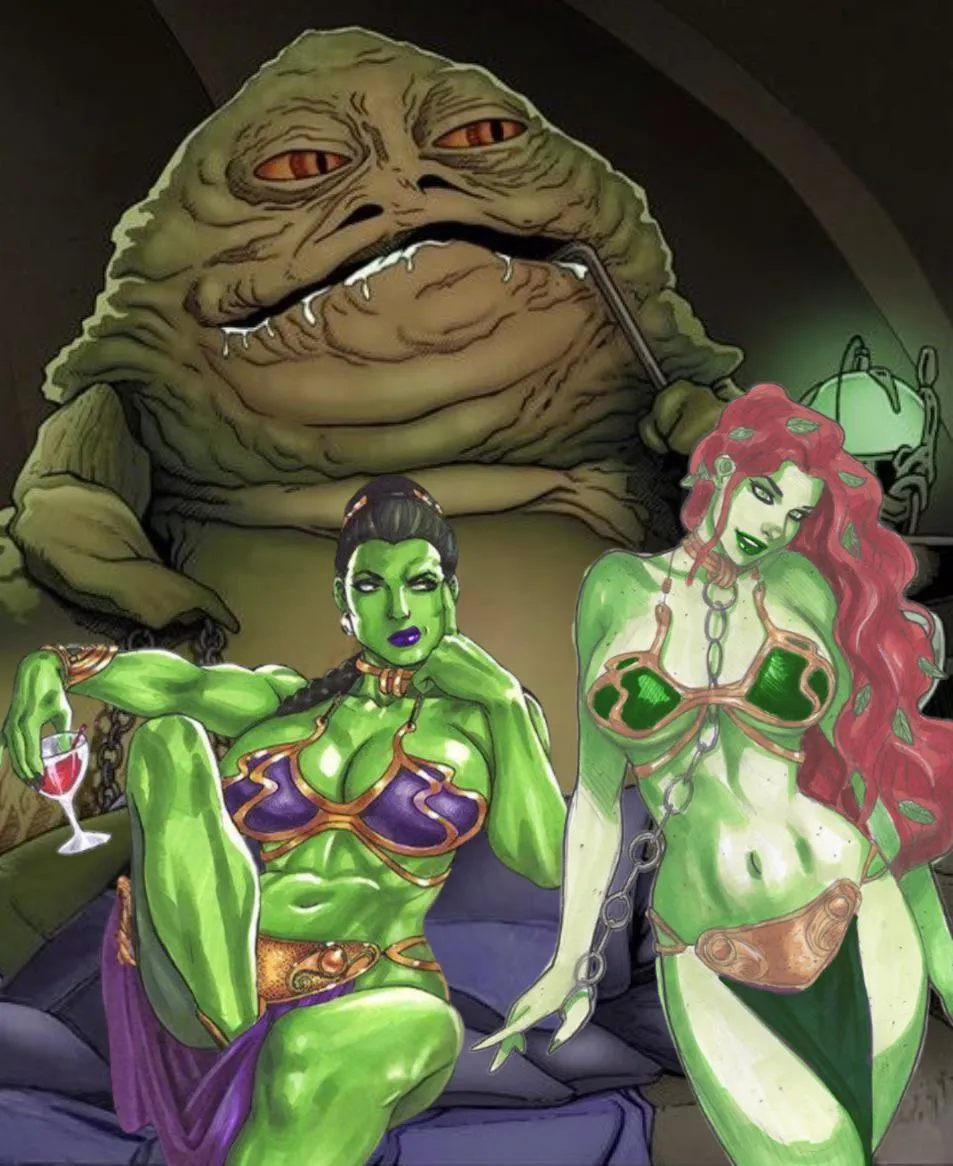She-Hulk & Poison Ivy as Jabba’s Slave Girls (Art by Frank Cho)