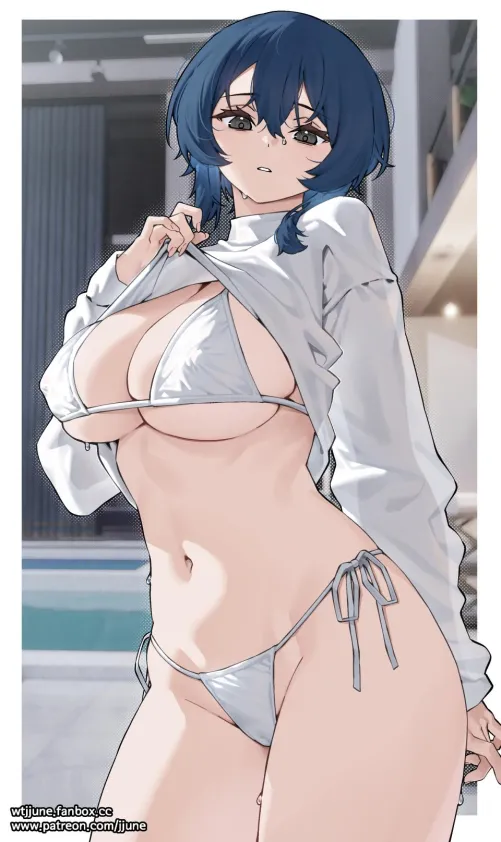 Showing off her swimsuit