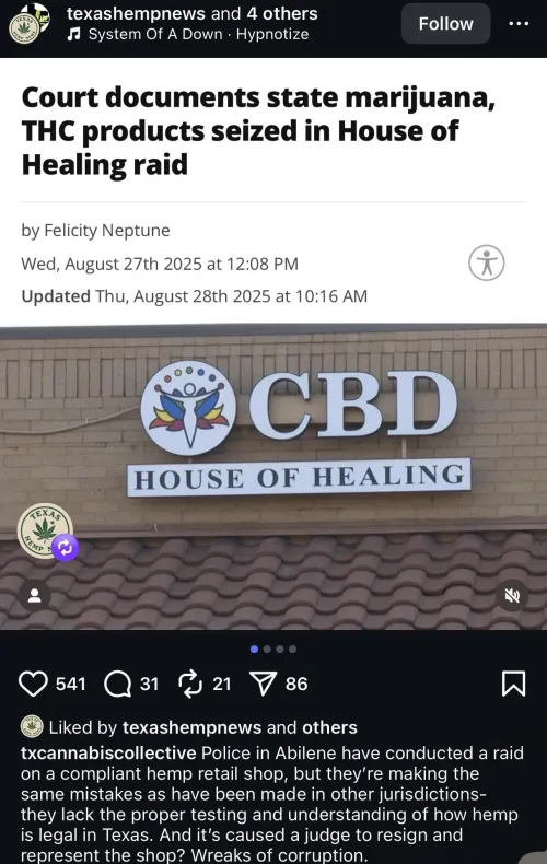 Texas authorities conducted an illegal raid on a hemp company