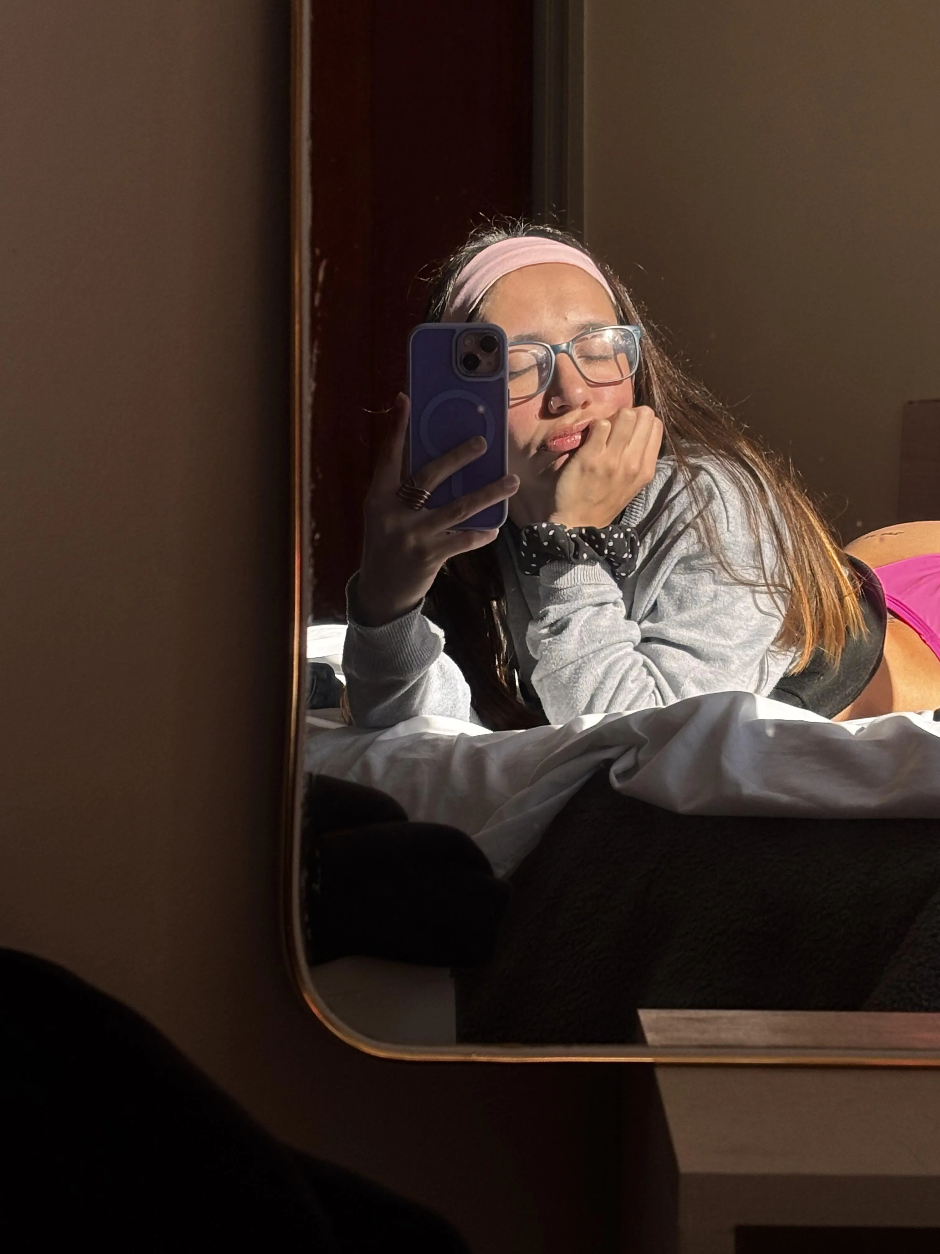 The winter sun tanning my sexy body