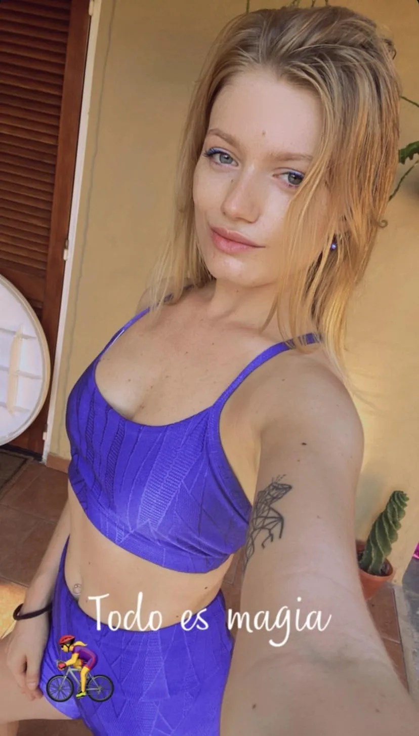 Blonde with light eyes, dressed in blue.... Like heaven or like sin?