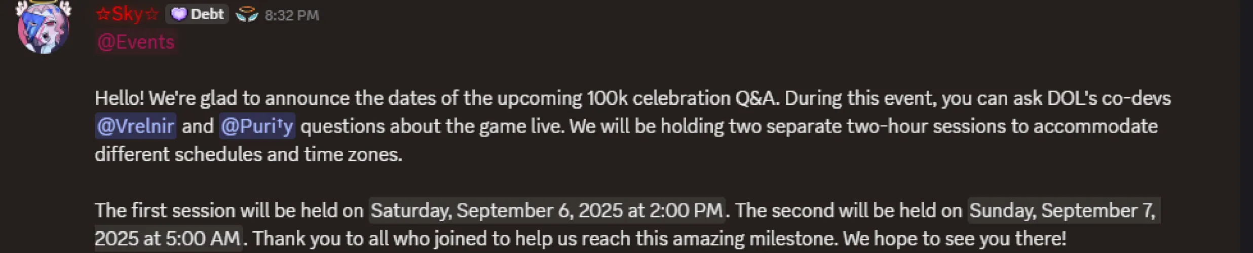 DOL will have an official Q&A on September 6/7 on Discord! (NOTE: This is for GMT-3 Timezone, go to Discord to check yours!)
