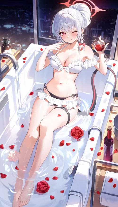 Haruna's romantic bath