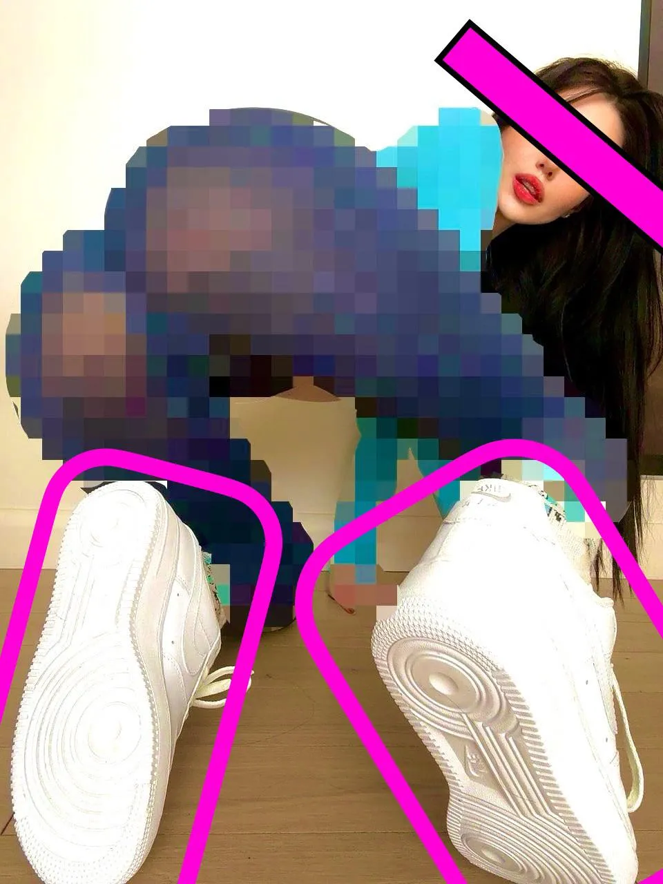 Her leggings are so thin and stretched so tight over that ass that for all intents and purposes they’re see through, but you won’t get to see. You’re a censored beta cuck. You fuck your hand to pixels. Go ahead and leak for the tread on her shoes, 