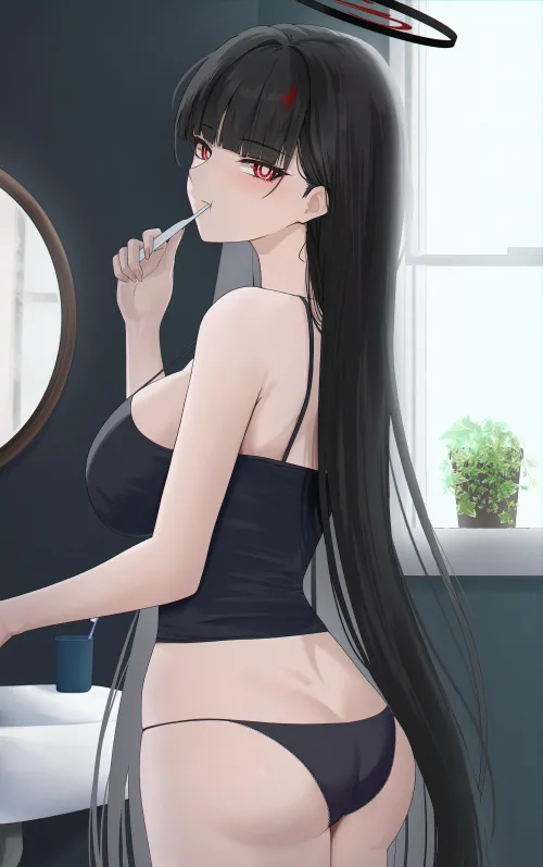 Rio brushing teeth (やみきょん / yami_kyon_oov) [Blue Archive]