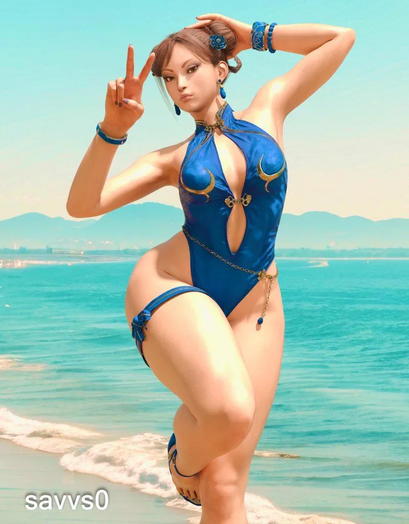 Chun-Li at the beach (savvs0)