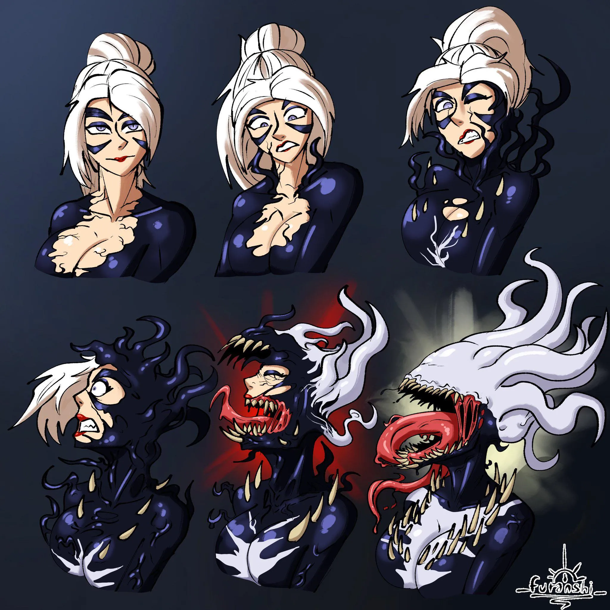 Black cat losing control (Furanshi)