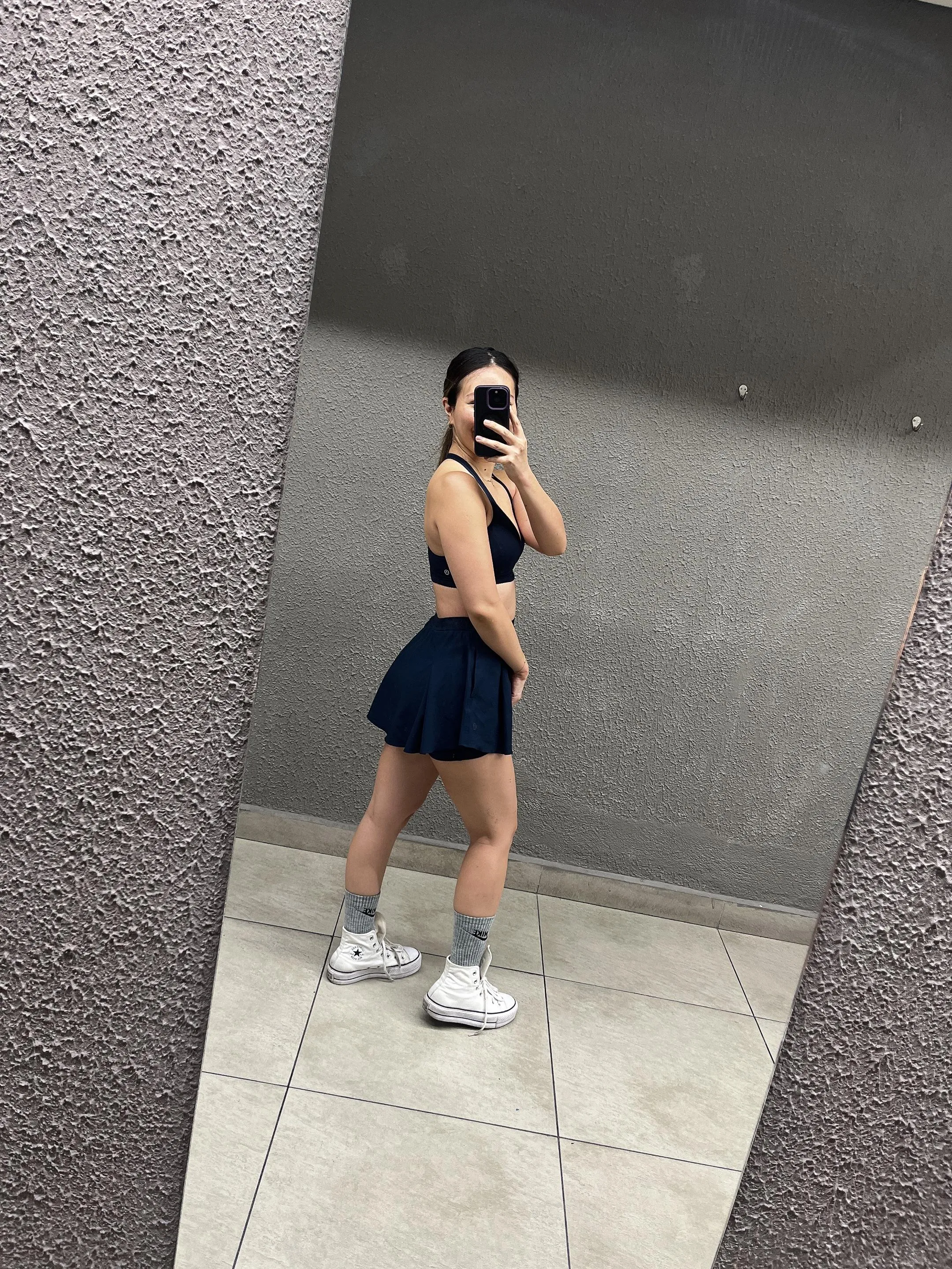 After hard gym session white chuck with lulu gym outfit