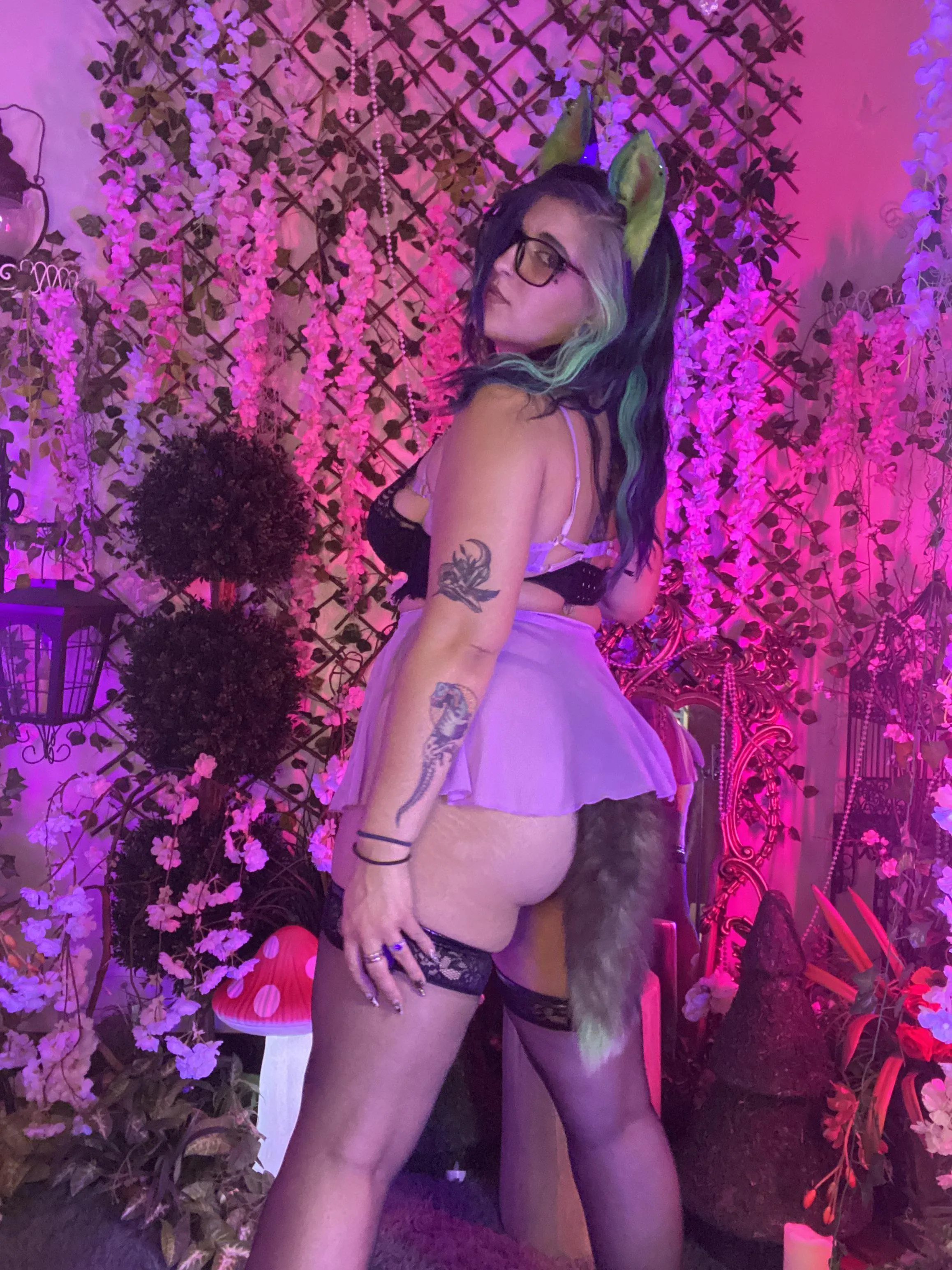 Mini skirt, thigh highs, plugged ass… now I just need your cock