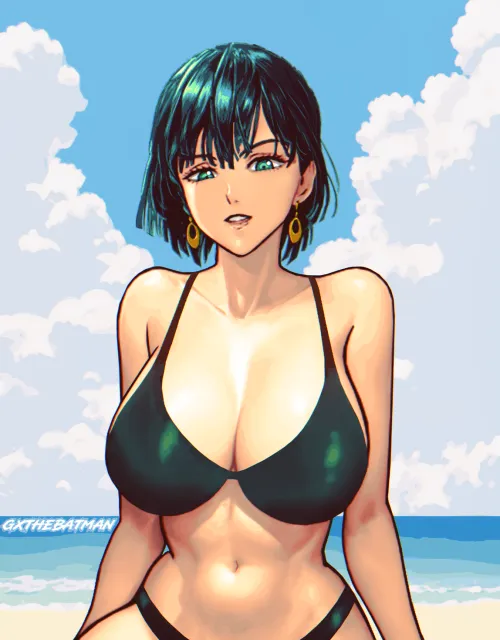 Fubuki at the beach [One Punch Man] (1148x1468)