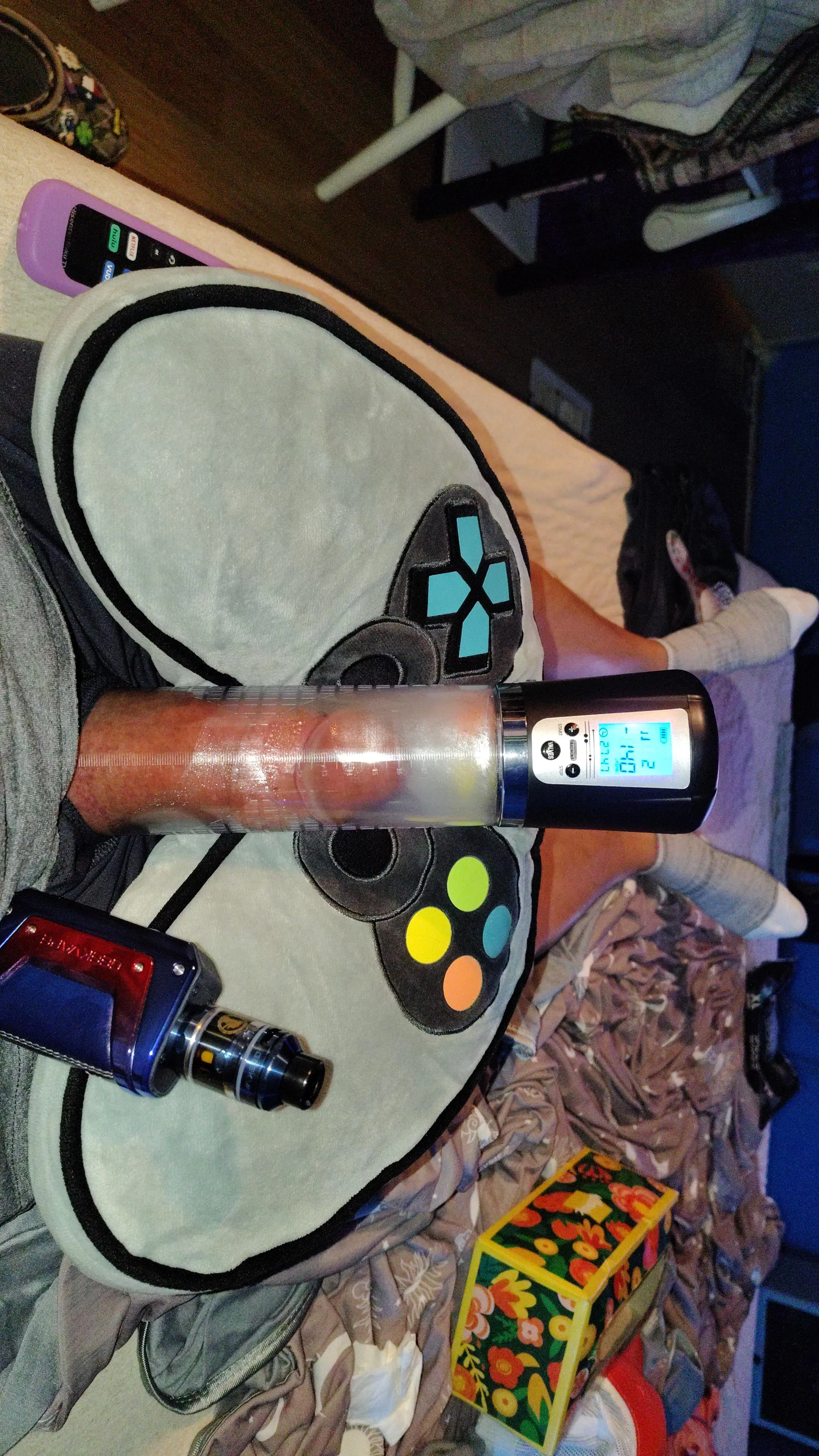 Pumping after busting a nut with the wife's help