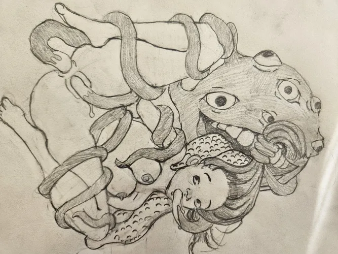 Hand drawn consentacle monster