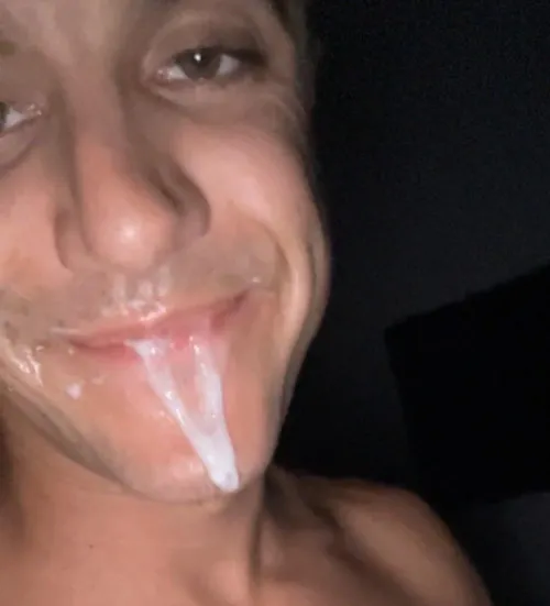 im happy when my cum is all over my face and i get to taste my cum