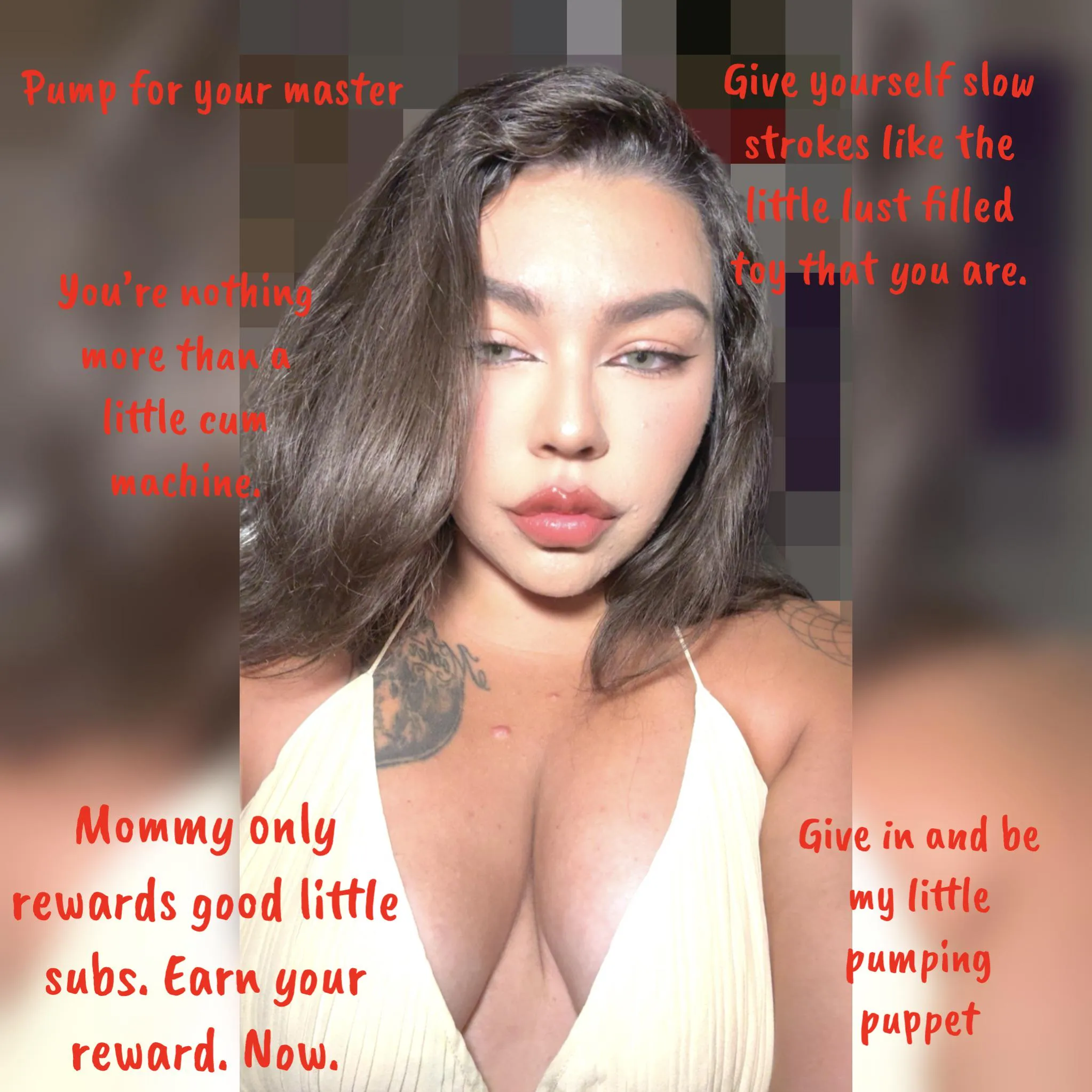 Stroke until I say, spill for me, and then eat every single drop. Show me you belong to me, that your body, and even your mess, is mine to command.