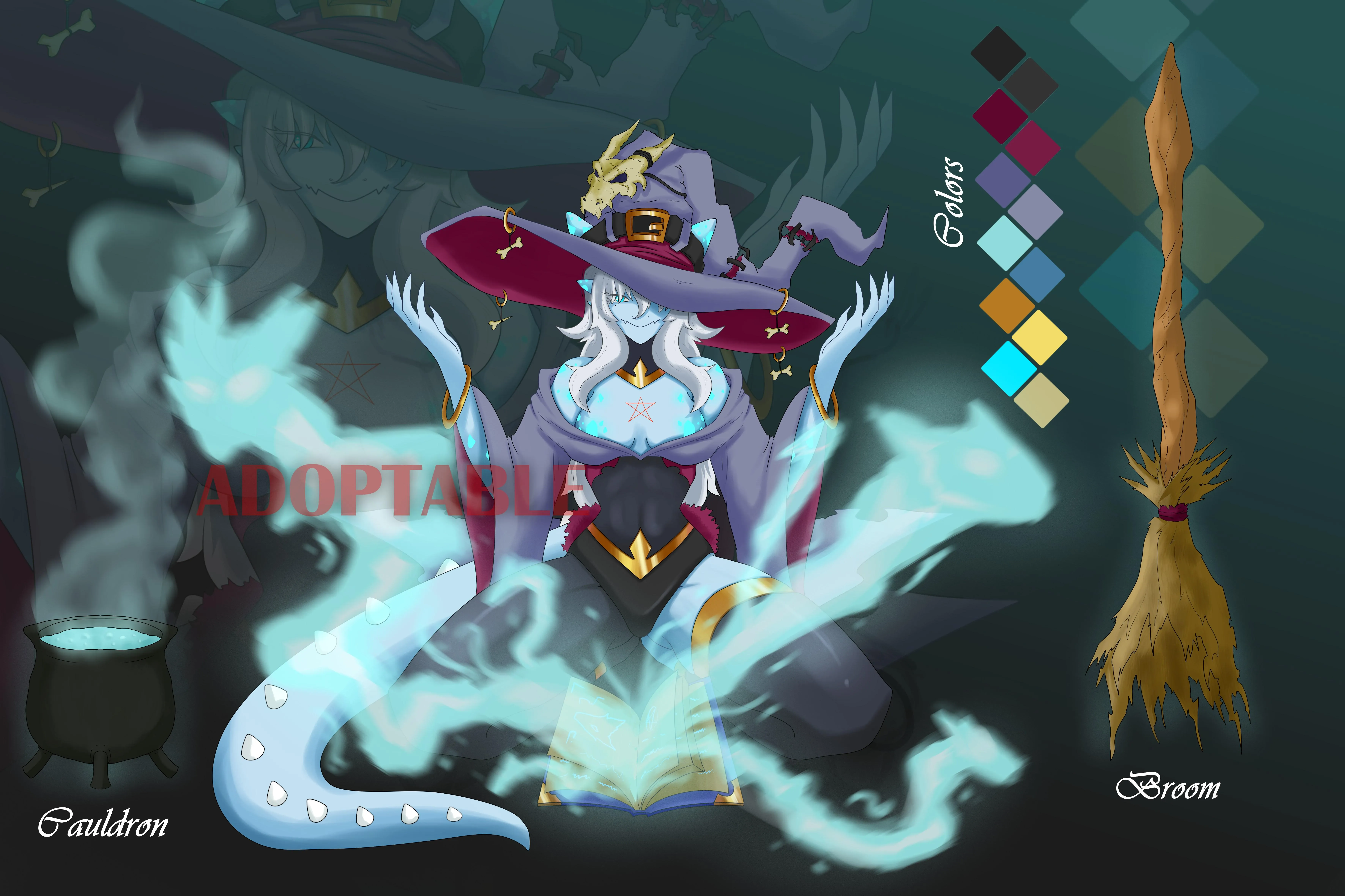 (adoptable) Kobold witch! Art by me , Link in comments!