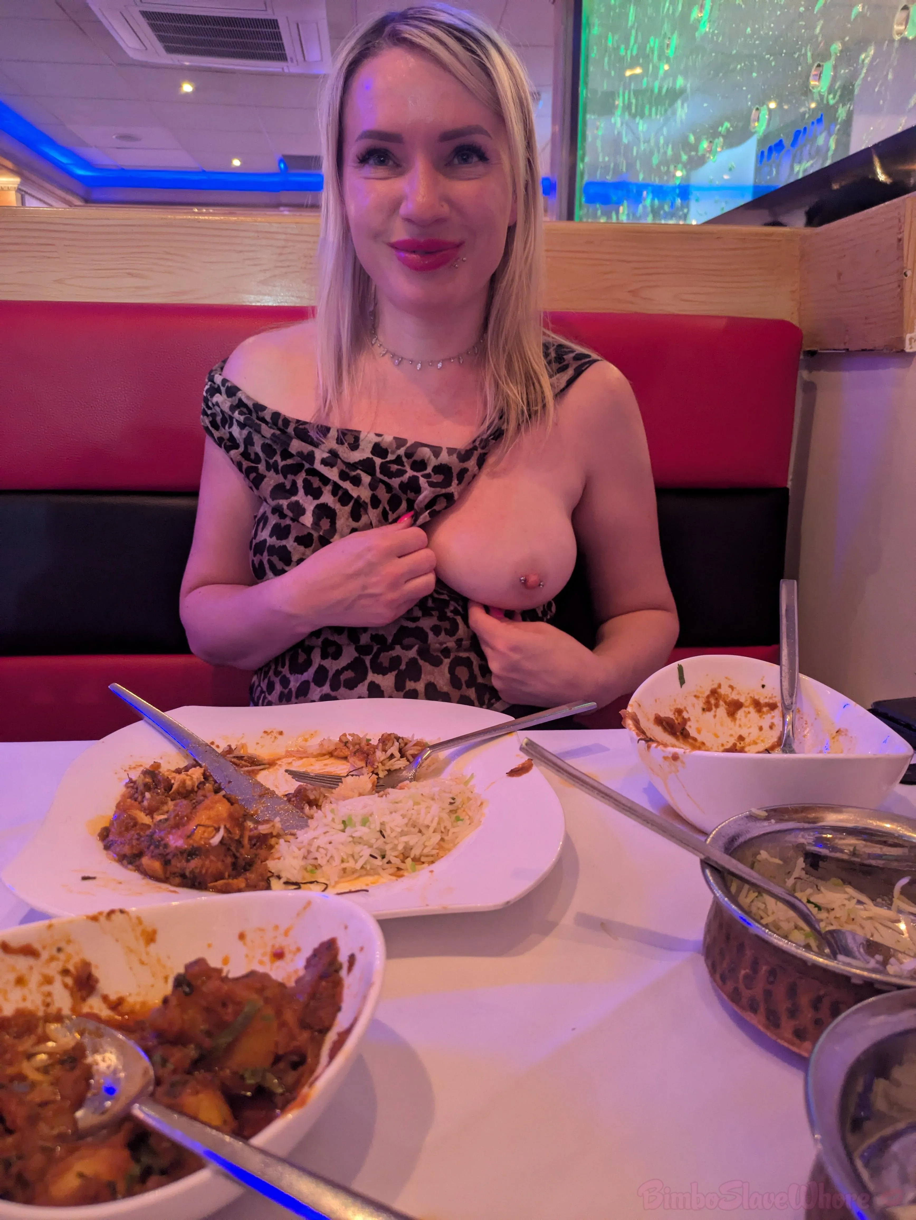 Flashing my tit while out at dinner