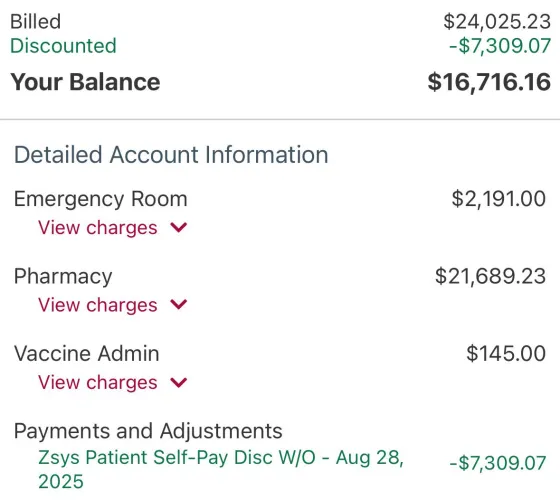 Had an unavoidable encounter with a bat the other day. This is what the hospital charged me for mandatory rabies shots.