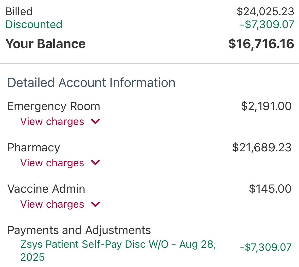 Had an unavoidable encounter with a bat the other day. This is what the hospital charged me for mandatory rabies shots.