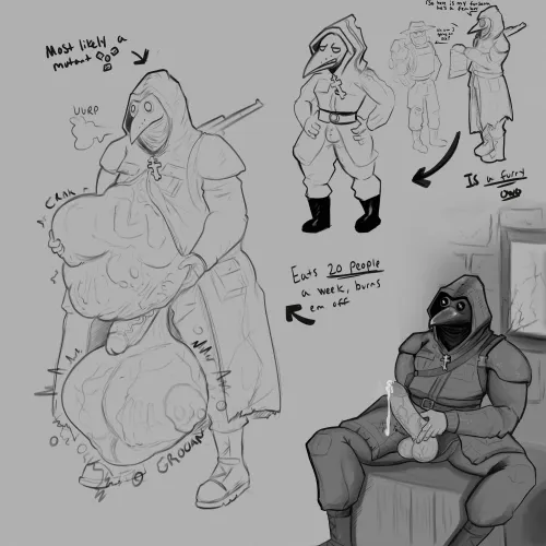 Plague Doctor sketch page! Art by me! OC