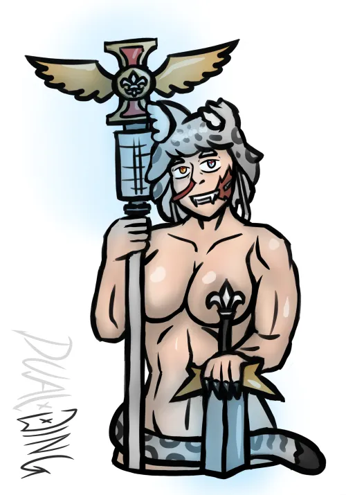 Sister Gwyneira, Psyraphim in service to Lord Inquisitor Amelie. Quick Birthday sketch for myself.