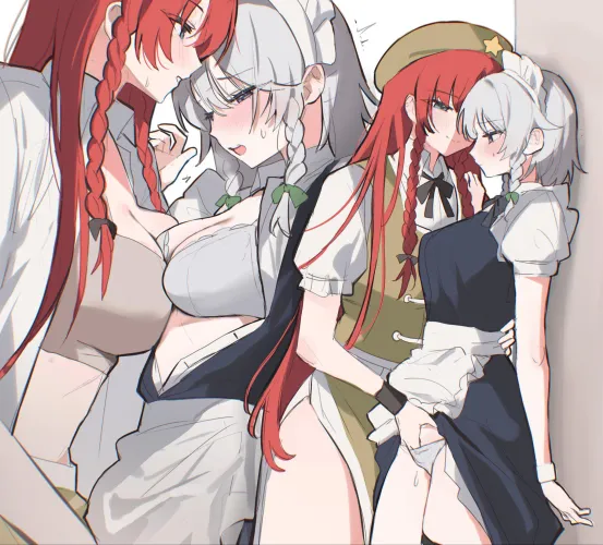 The maid pinned against the wall (sarukana) [Touhou]