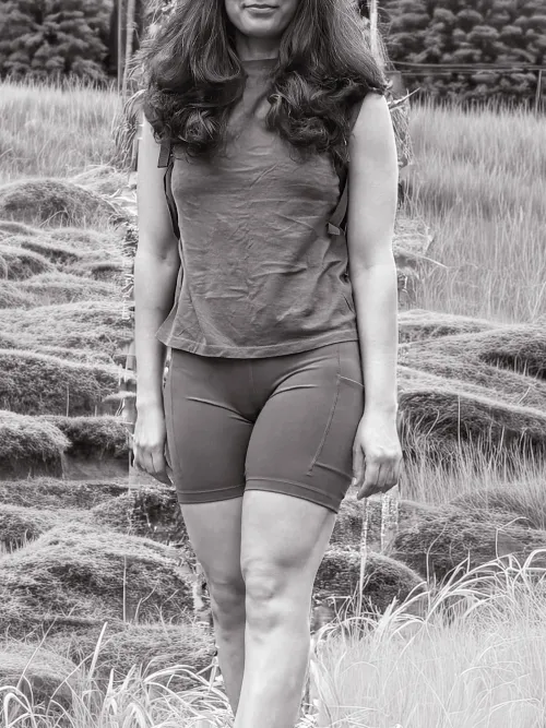 My folds are alive, pushing through the shorts shamelessly.