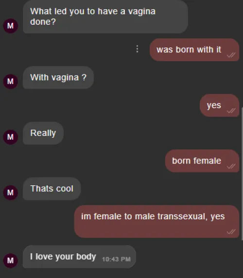 so many guys wander into my stream and think im a cis guy who got vaginoplasty 🤯