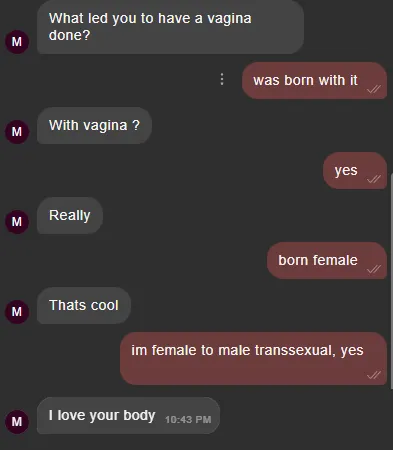 so many guys wander into my stream and think im a cis guy who got vaginoplasty 🤯
