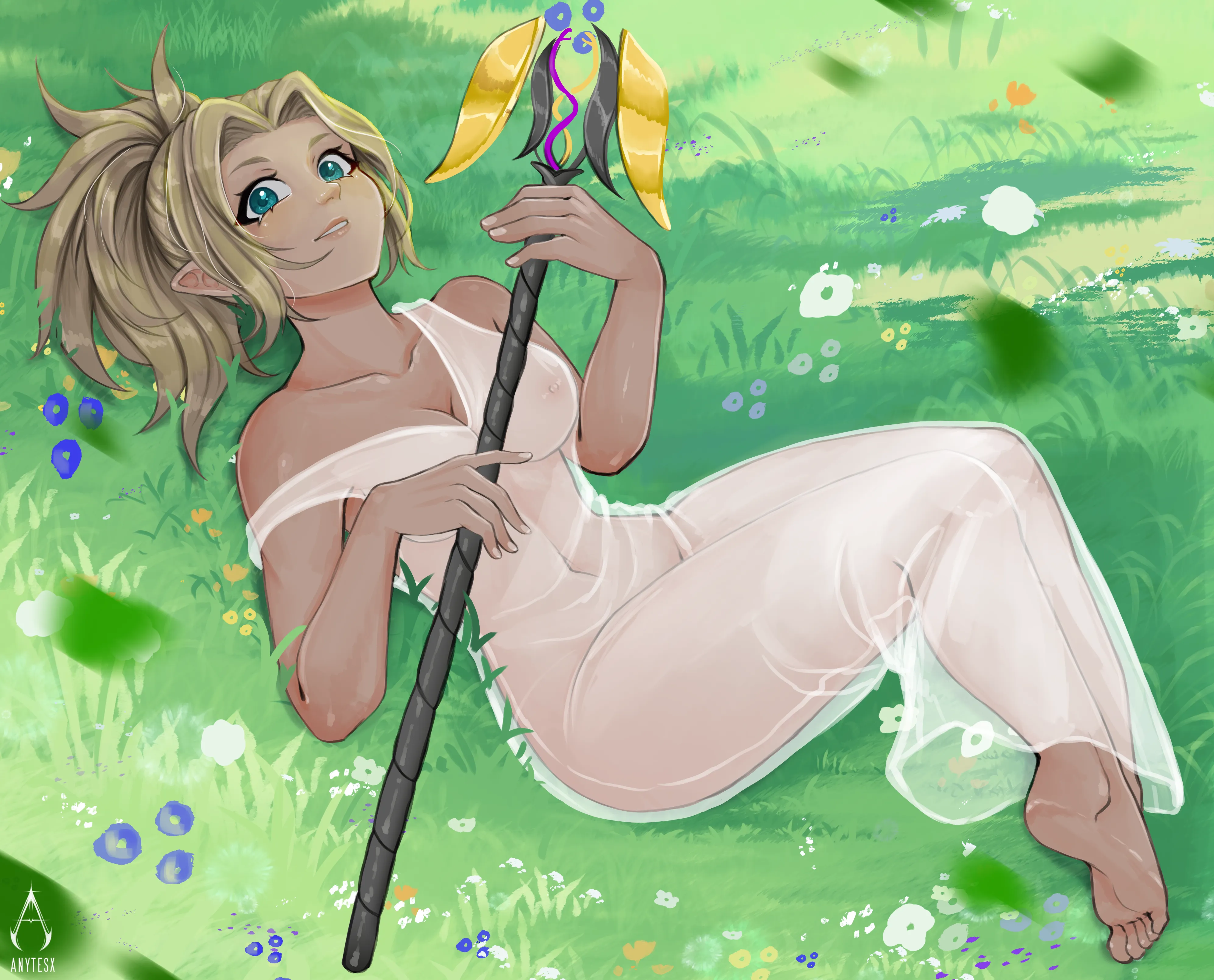 Valeria, my Hyperborean elf OC. Art by AnytesX